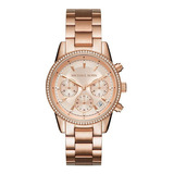 Reloj Michael Kors Ritz Rose Gold Original Mujer E-watch Color De La Correa Oro Rosa Color Del Bisel Oro Rosa