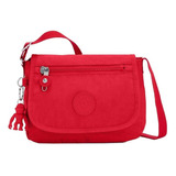 Bolsa Bandolera Kipling Sabian Diseño Liso De Nailon  Red Rouge Con Correa De Hombro Roja