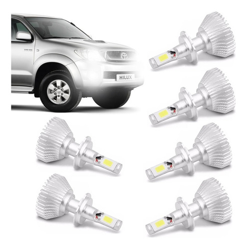 Kit Super Led Hilux 2006 2007 2008 Farol E Milha 6000k