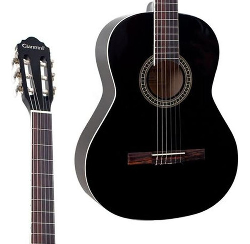 Violão Nylon Giannini Gn15 Preto Estudante Acústico Linden