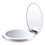 Espejo De Maquillaje Compacto Usb Con Luz 2x Rosado Morado