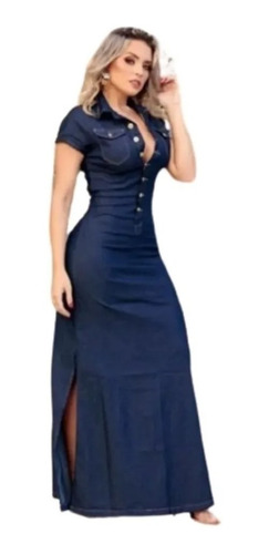 Vestido Jeans Longo  Moda Feminina Envio Imediato Luxo Grife