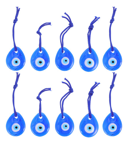 Colgante Elegante De Cristal Hamsa Blue Evil Eye, 10 Unidade