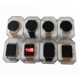 Promoção Kit Com 5 Relógios Digital Silicone+caixa Acrílica 