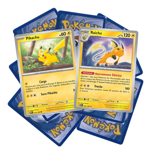 Kit 50 Cartas Pokémon + Pikachu E Raichu Escarlate 151