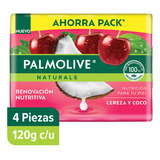 Jabones En Barra Palmolive Naturals Cereza Y Coco 120gr C/u X4