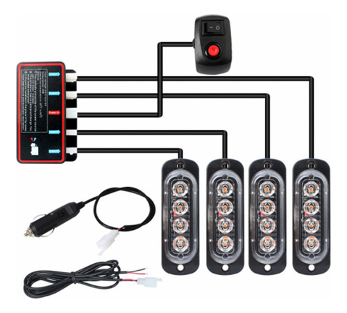 Luces Estroboscópica 4 En 1 De 12v Para Auto, 4 Uds.