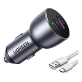 Carregador Veicular Turbo Máx. 42.5w + Cabo Usb A/c Ugreen