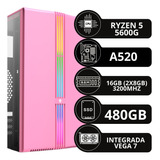 Pc Gamer Rosa Ryzen 5 5600g Vega 7 Ssd 480gb 16gb 3200mhz