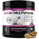 Multivitaminico 10 En 1 Para Perros Con Glucosamina, 90uds