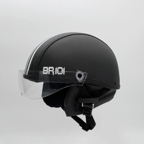 Capacete Coquinho Bike Skate Patinete Moto Elétrica - Black Cor Preto Tamanho M - Viseira Fum