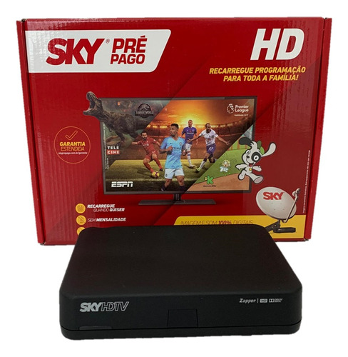 Receptor Sky Pré-pago Flex Hd + Recarga 12 Meses Pop Hd