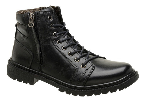 Bota Couro Preto Accona Masculina Dois Zíperes 2484403