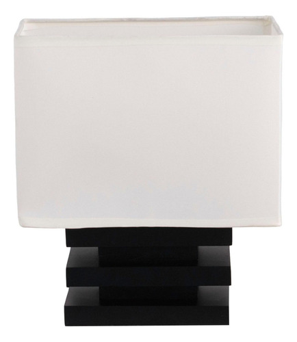 Lámpara De Mesa Josefa 1 Luz E27 Madera Home Collection Estructura Negro Pantalla Blanco 110-120v