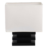 Lámpara De Mesa Josefa 1 Luz E27 Madera Home Collection Estructura Negro Pantalla Blanco 110-120v