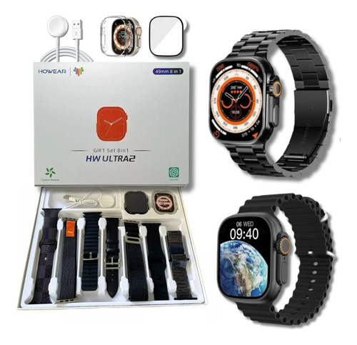  Relogio Smartwatch Hw Ultra 49mm Amoled I.a + 7 Pulseiras