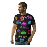 Camiseta Gamer Videogame Jogos Online Gamer Retro Neon