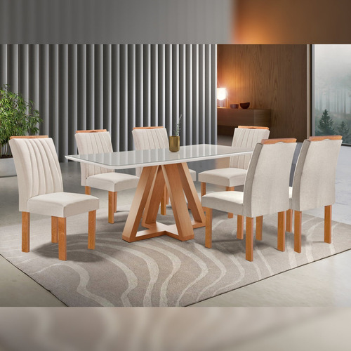 Conjunto Mesa Tampo Smart Plus Vidro Kyra 170cmx90cm 6