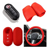 Cubre Volante + Funda Llave Silicona Doblo 500 Bravo - Rojo