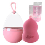 Soku Esponja Maquillaje Humedo Seco Foam Estuche Viaje Color Rosa