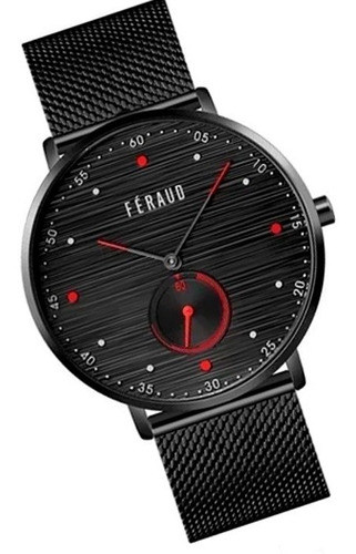 Reloj Feraud Men F5523gbkb Acero Cl Duro Tejido Black 30m Wr