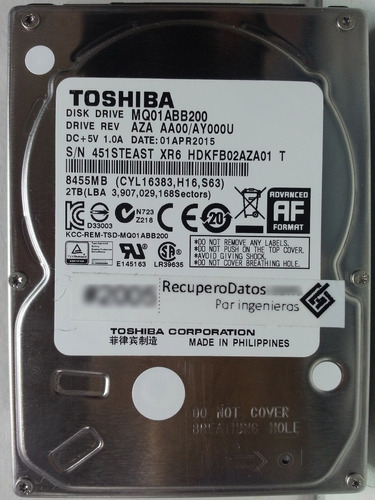 Disco Mq01abb200 2000gb Sata 2.5, 3052 Recuperodatos