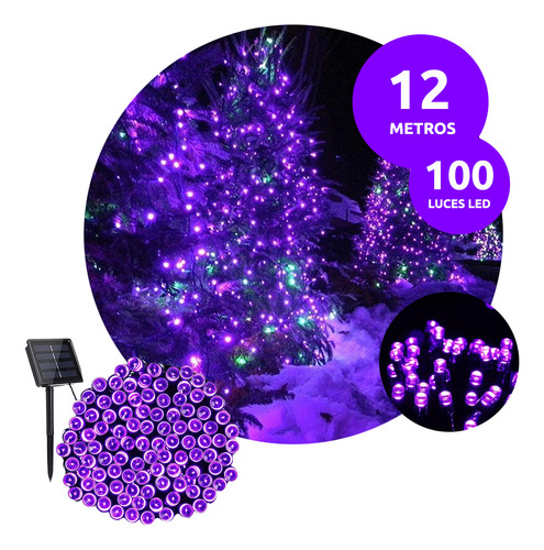 Luces Navidad Exterior Solares Guirnalda Led 100 Luces 12mts