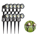 Kit 10 Luminária Espeto Jardim Cob Led 7w Luz Branco Quente