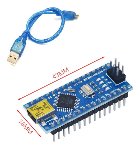 Arduino Nano V3.0 Atmega 328p Pines Soldados + Cable Usb