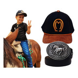 Cinto Country Fivela Bebê Infantil Cowboy Rodeio + Boné