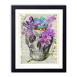 Cuadro Decorativo Calavera Con Flores Y Cristales