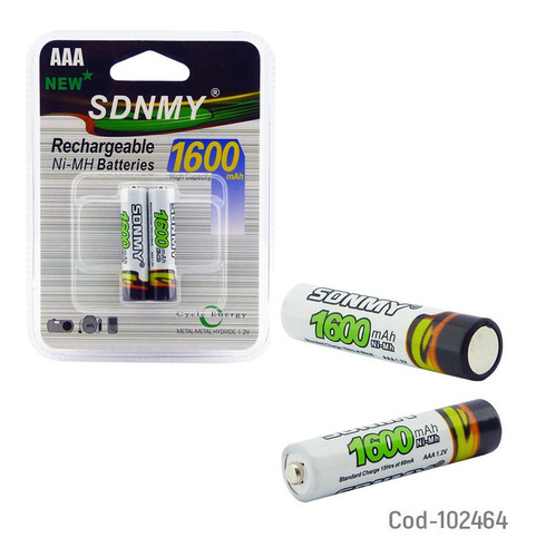 2 Pilas Aaa Recargables 1.2 Volt, 1.600 Mah