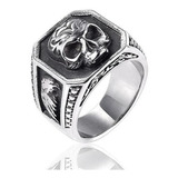 Anillo Acero De Color Plata Gótico Cráneo Calavera Hombre