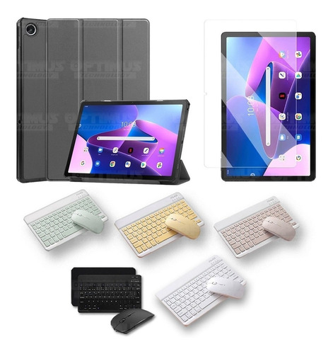 Vidrio Forro Tapa+ Teclado Para Lenovo Tab M10 Plus Tb125fu