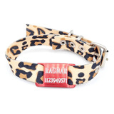 Chapita Perro Chico Rojo+ Collar Animal Print 2cm De Ancho