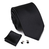 1 Set Corbata + Pañuelo + Mancuernillas Conjunto Para Hombre