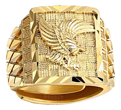 Anel Dourado Banhado Ouro Ajustável Masculino Dedeira Anéis 
