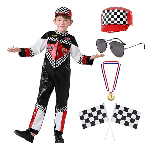 Disfraz Completos Piloto De Carreras,traje De F1 Para Niño Con Gorra Y Accesorios Para Fiesta, Corredor, Cumpleaños | Meses sin interés