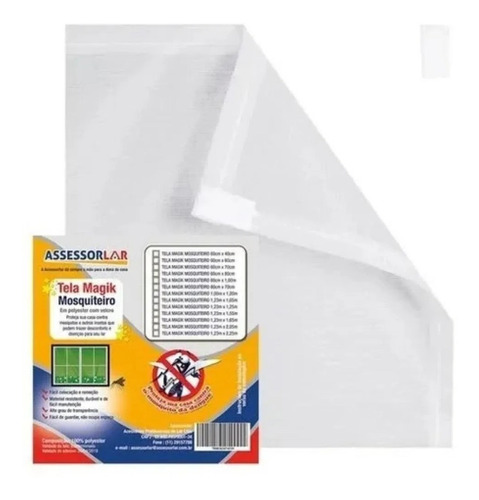 Tela Anti Inseto Mosquiteiro Janela Velcro Pronta 1x1 Branca