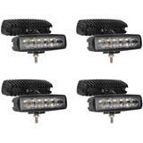 4u X Barra Faro 6 Led Auxiliar Rectangular Tipo Lupa 12v-24v