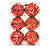 Adornos Navidad Globo Esfera 5 Cm X 6 Unid - Sheshu Navidad Color Rojo
