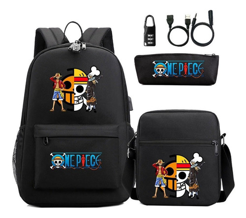 Mochila Anime One Piece Luffy Usb Block Antirrobo