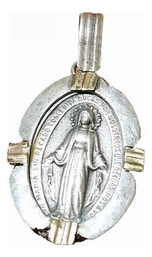Dije Medalla De Plata Y Oro Santa María Virgen Inmaculada