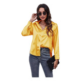 Long Sleeve Satin Silk Satin Long Sleeve Blouse