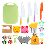 Set De 22 Cuchillos Cocina Infantiles De Madera Zijund