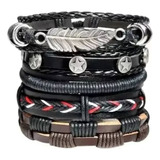 Conjunto De Pulseira De Corda De Couro Da Moda Masculina 5e1