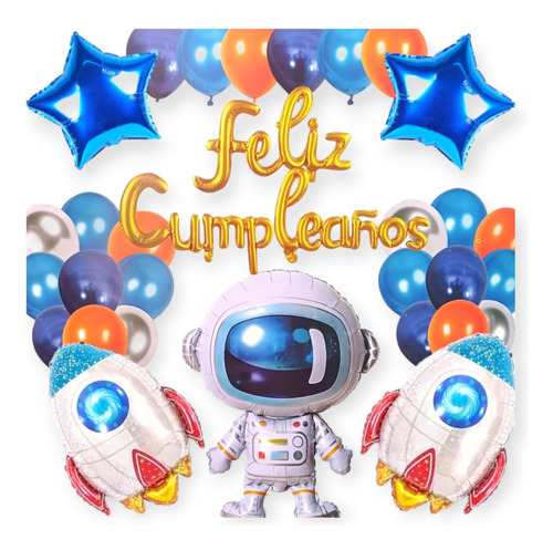 Kit Globos Astronauta Espacio Cumpleaños Decoracion Fiesta