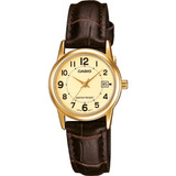 Relógio Casio Feminino Analógico Collection Dourado Couro 