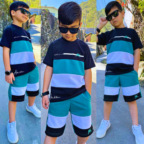 Conjunto Verão Juvenil Kit Roupa Infantil Camisa Bermuda Top