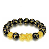 Pulsera De 2 Piezas Original Feng Shui Piedras Obsidiana Pix